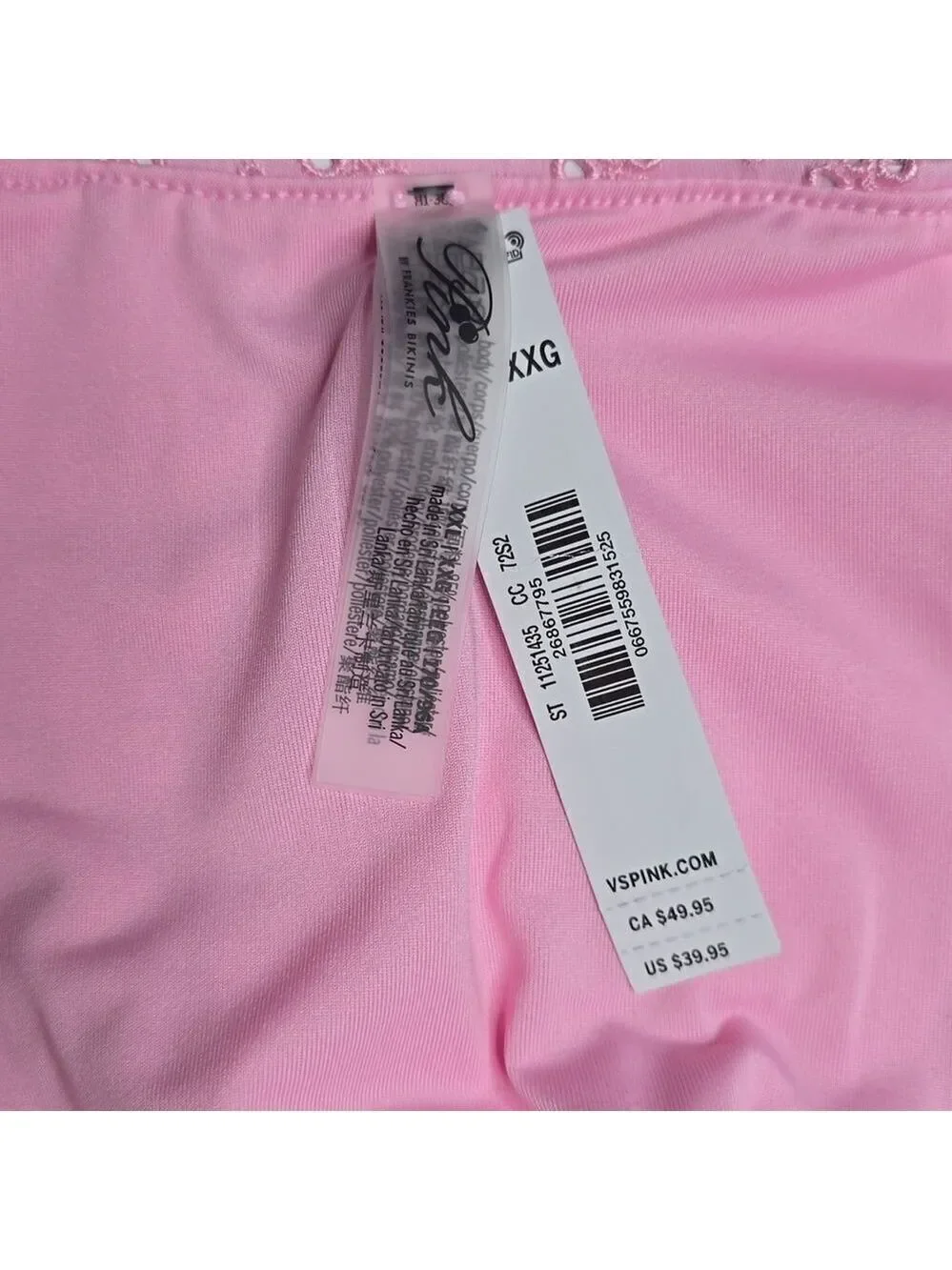 Frankies Bikinis Pink Eyelet High Cut Bikini Bottom Size XXL